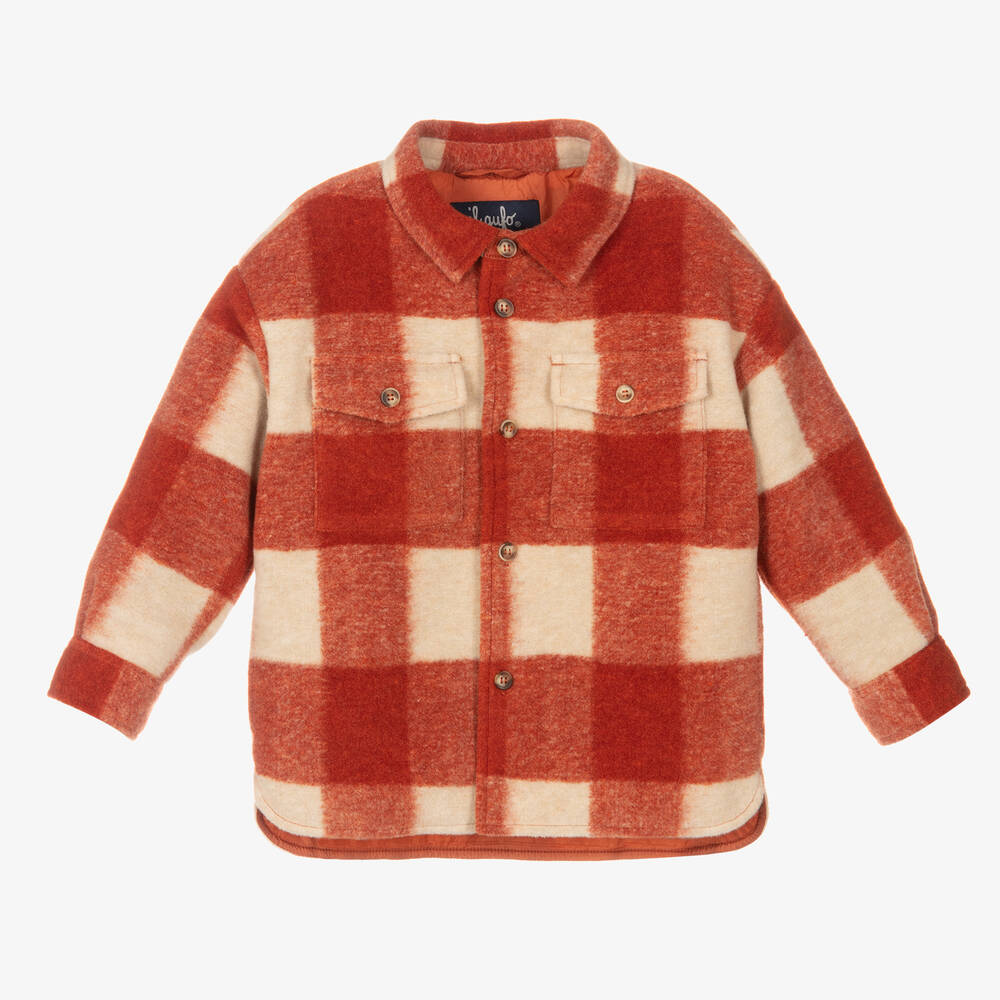 Il Gufo - Boys Orange Checked Jacket | Childrensalon