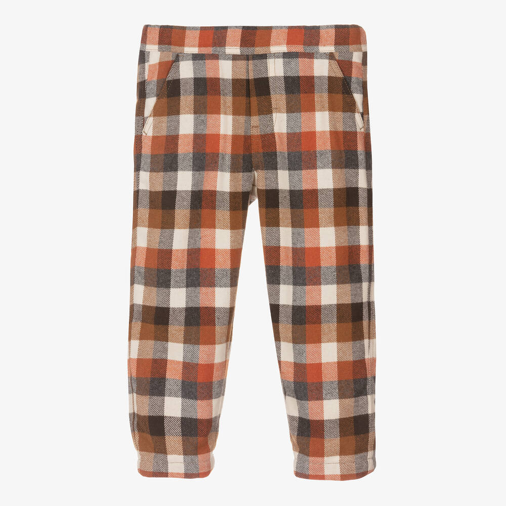 Il Gufo - Boys Orange Checked Trousers | Childrensalon