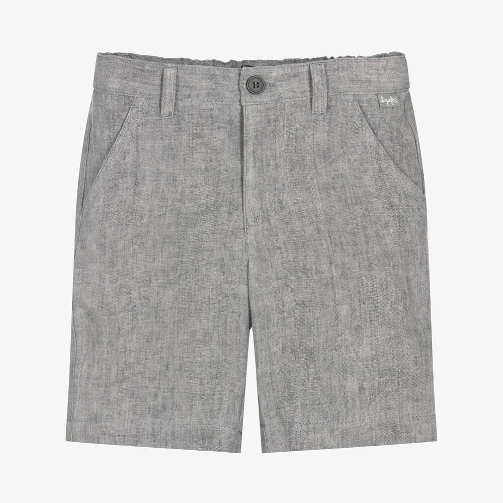 Il Gufo - Boys Pale Grey Linen Shorts | Childrensalon