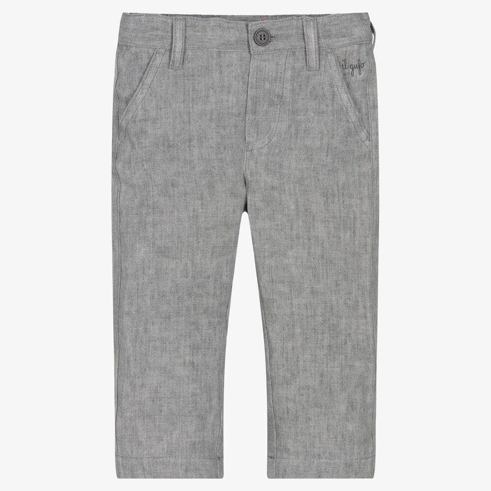 Il Gufo - Boys Pale Grey Linen Trousers | Childrensalon