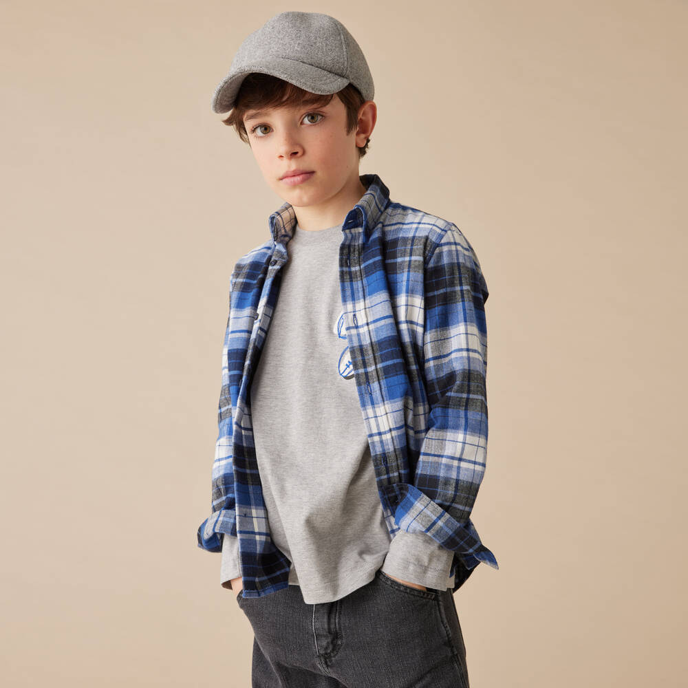 Il Gufo-Boys Plaid Cotton Long Sleeve Shirt | Childrensalon Outlet