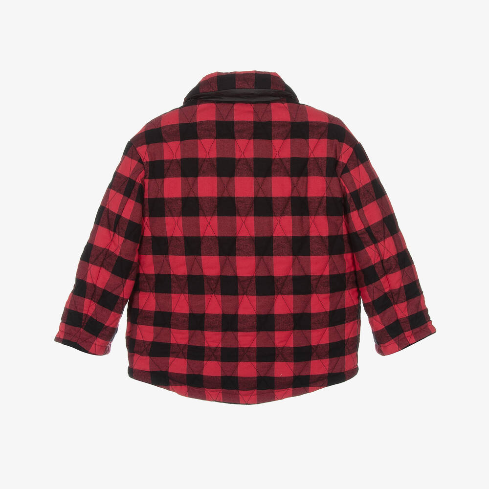 Il Gufo-Boys Red & Black Checked Cotton Jacket | Childrensalon Outlet