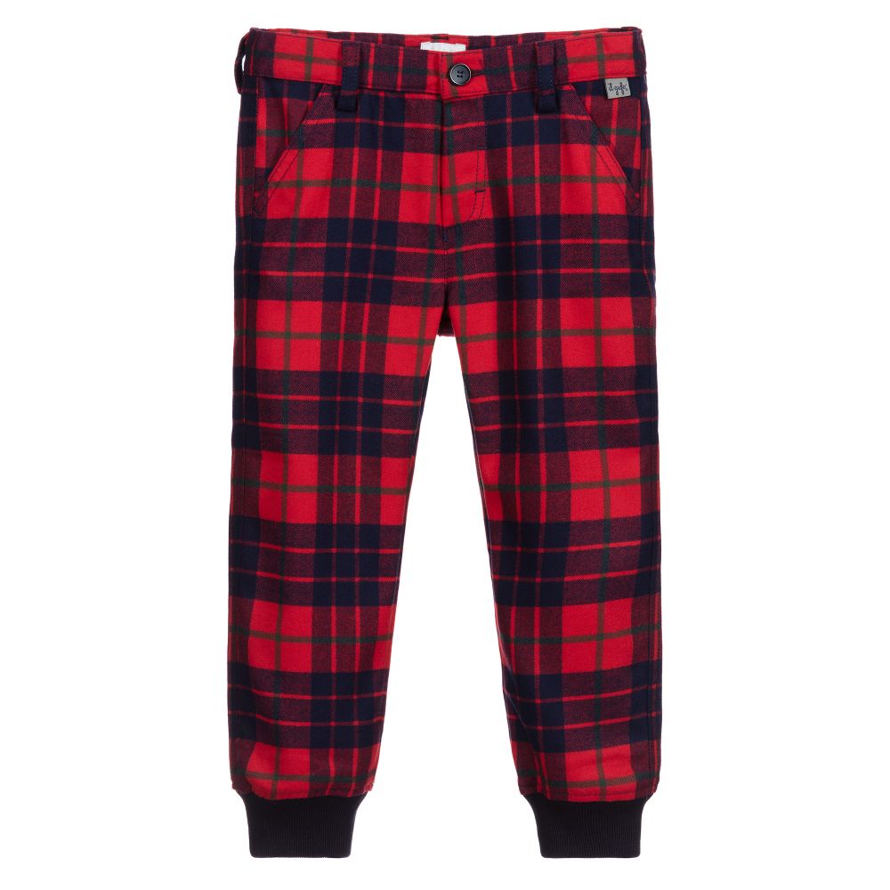Il Gufo - Boys Red Check Trousers | Childrensalon