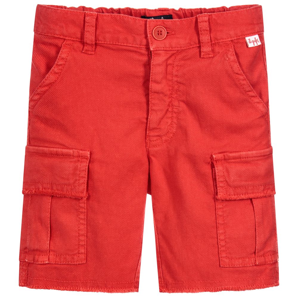 Il Gufo - Boys Red Cotton Cargo Shorts | Childrensalon