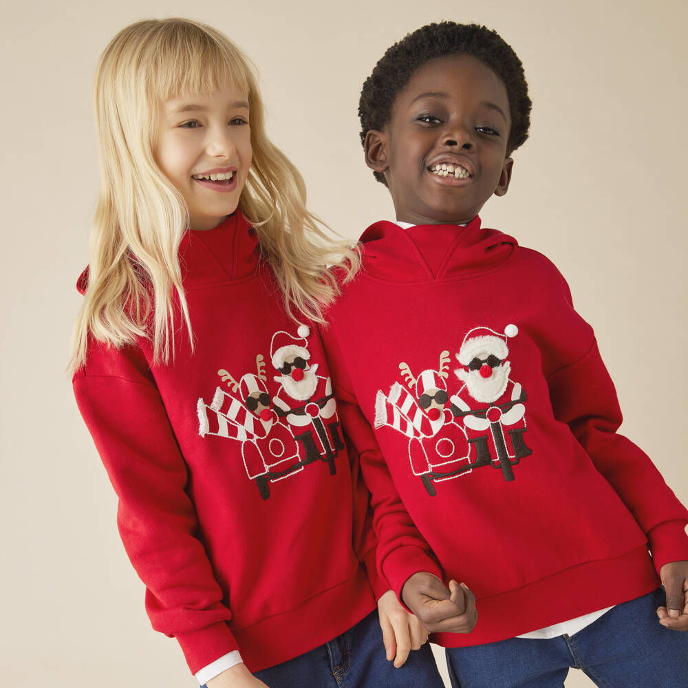 Il Gufo-Boys Red Holiday Hoodie | Childrensalon Outlet
