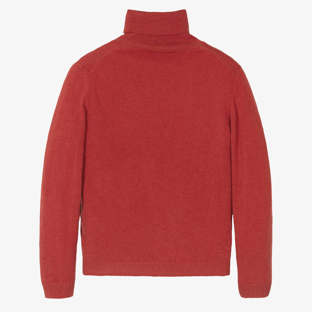 Il Gufo Boys Red Wool Roll Neck Sweater