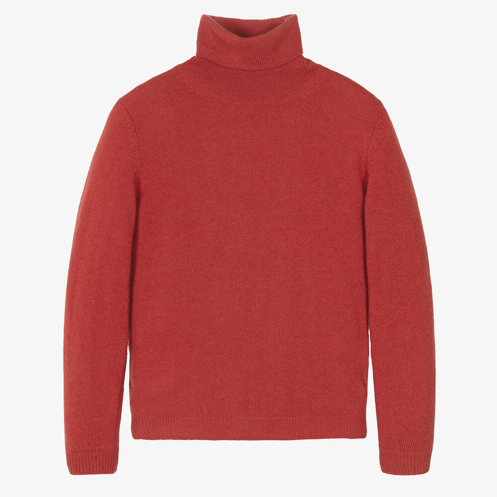 Il Gufo - Boys Red Wool Roll Neck Sweater | Childrensalon