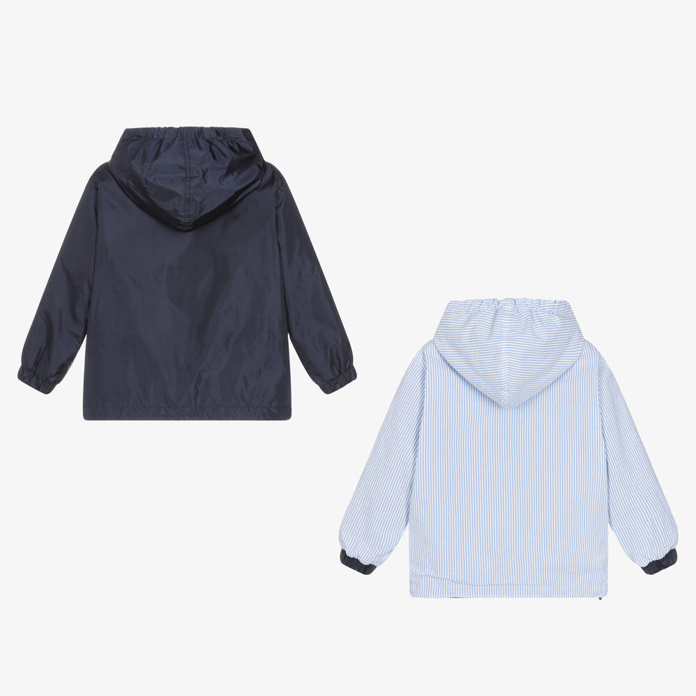 Il Gufo-جاكيت بوجهين قطن سيرسوكر لون كحلي وأزرق | Childrensalon Outlet