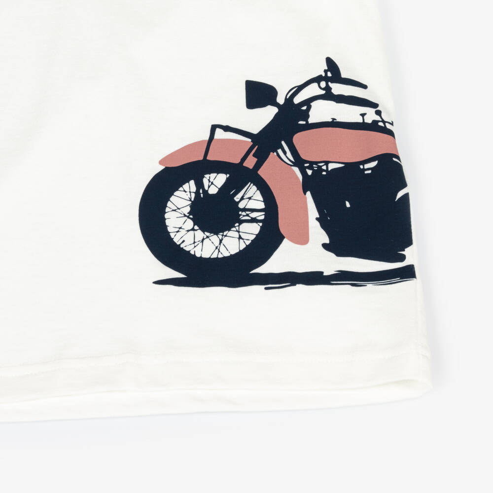 Il Gufo-Мягкая кремовая футболка с мотоциклом для мальчиков | Childrensalon Outlet