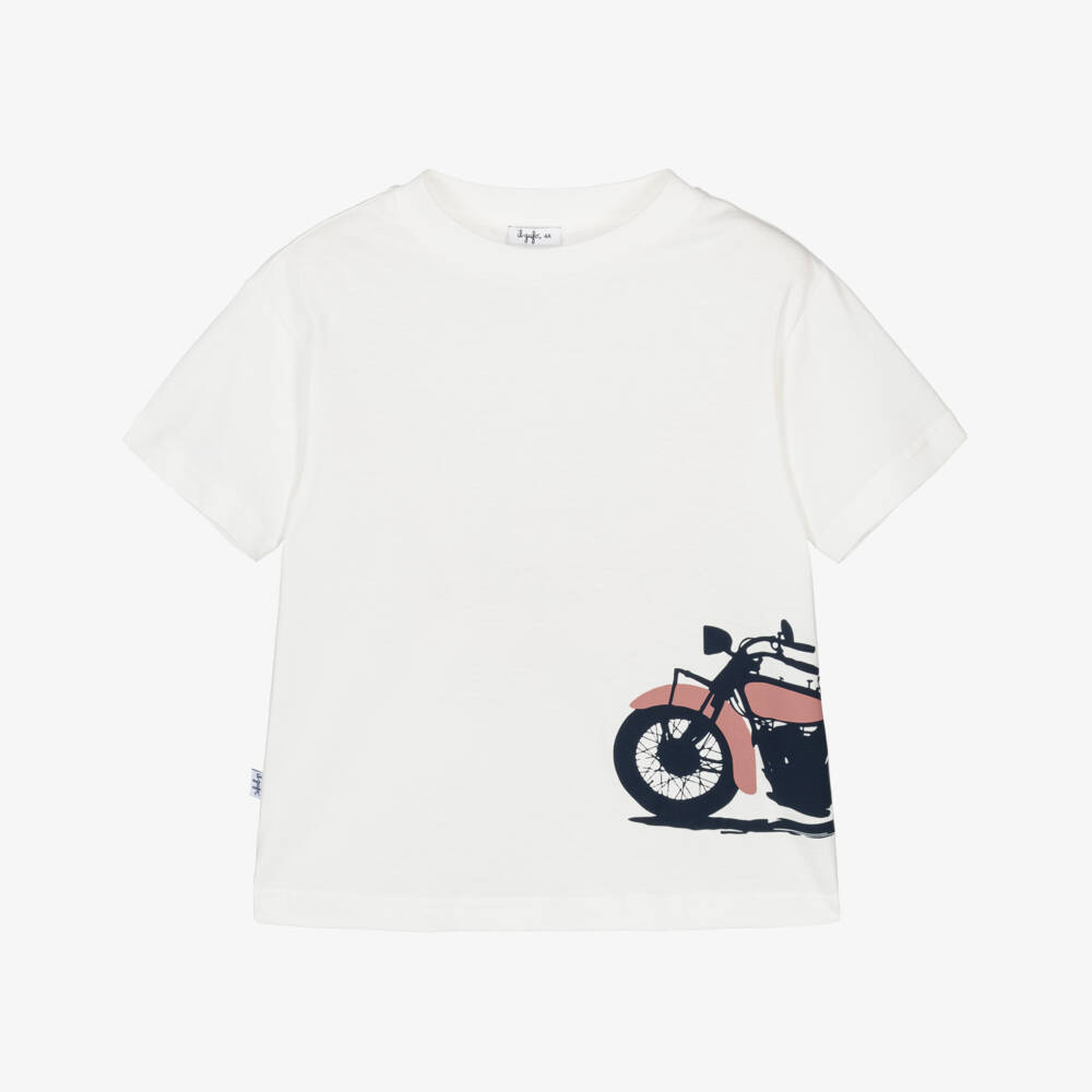 Il Gufo-Boys Soft Ivory Motorbike Tee | Childrensalon Outlet