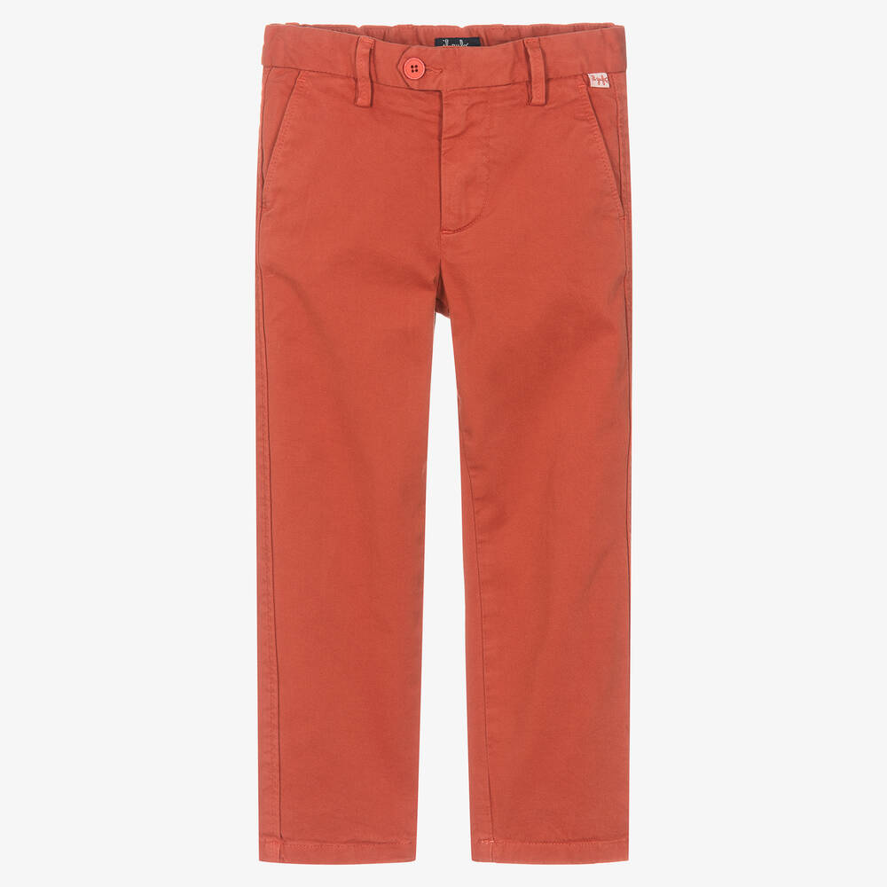 Il Gufo - Boys Terracotta Red Cotton Trousers | Childrensalon