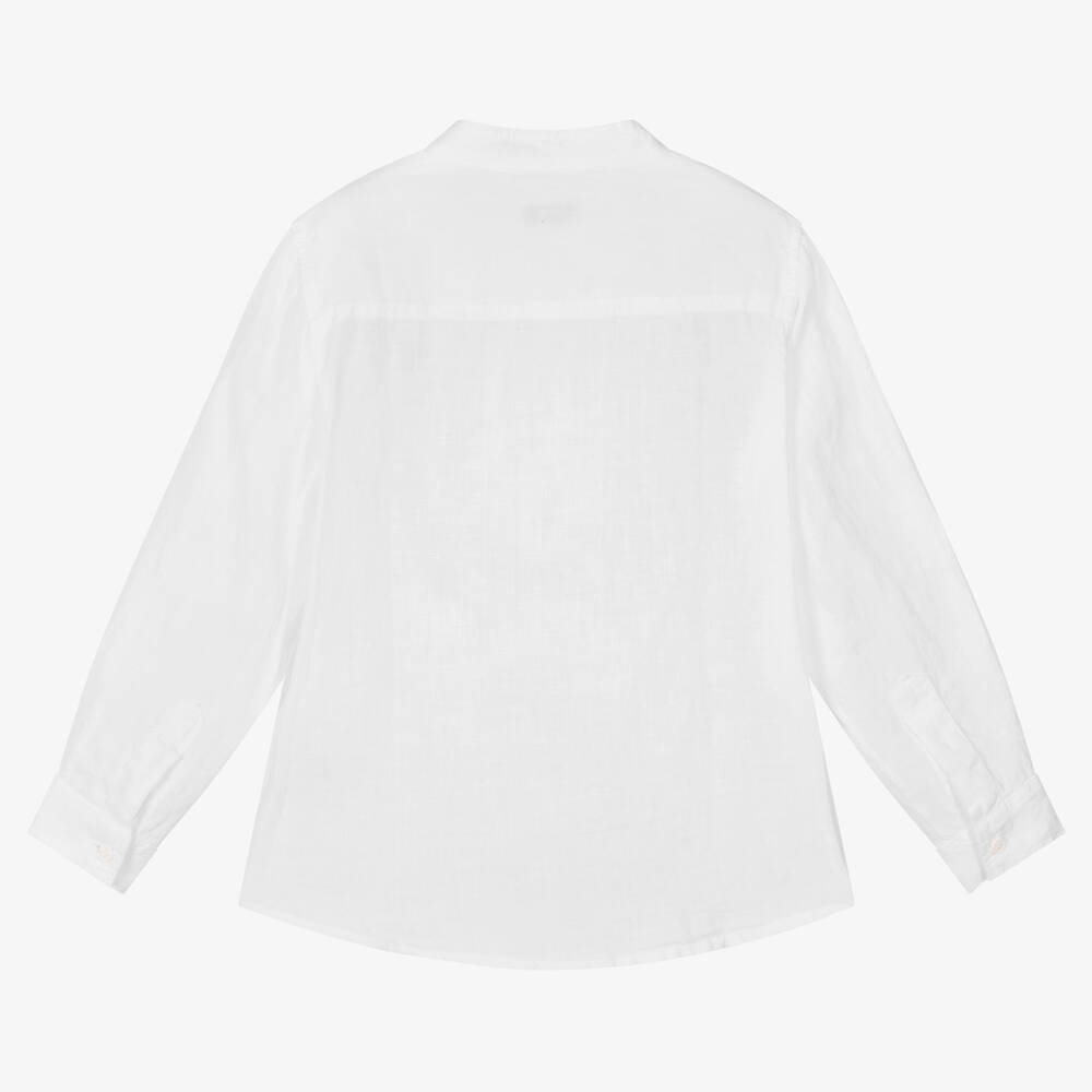 Linen シャツ　ホワイト CURVED-HEM LINEN SHIRT カーブヘム リネンシャツ｜COS コス