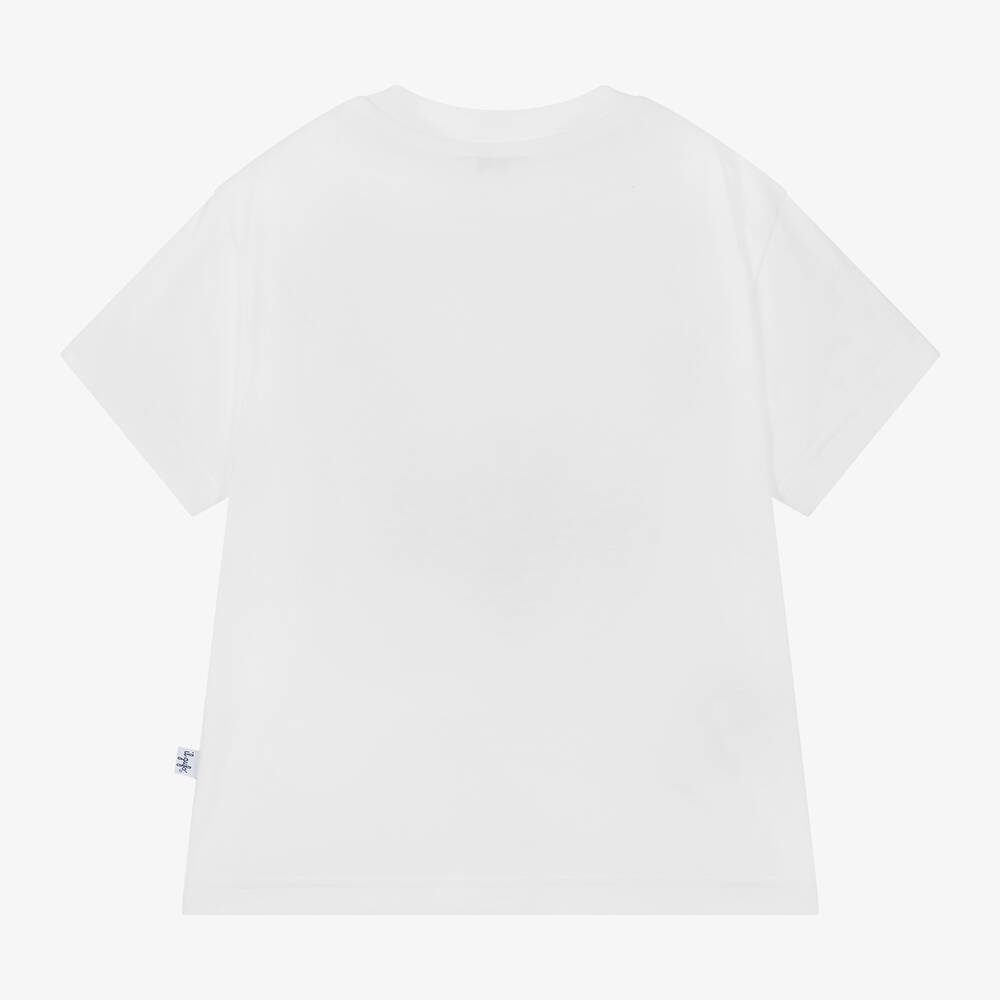 Il Gufo-Boys White Cotton Barcode T-Shirt | Childrensalon Outlet