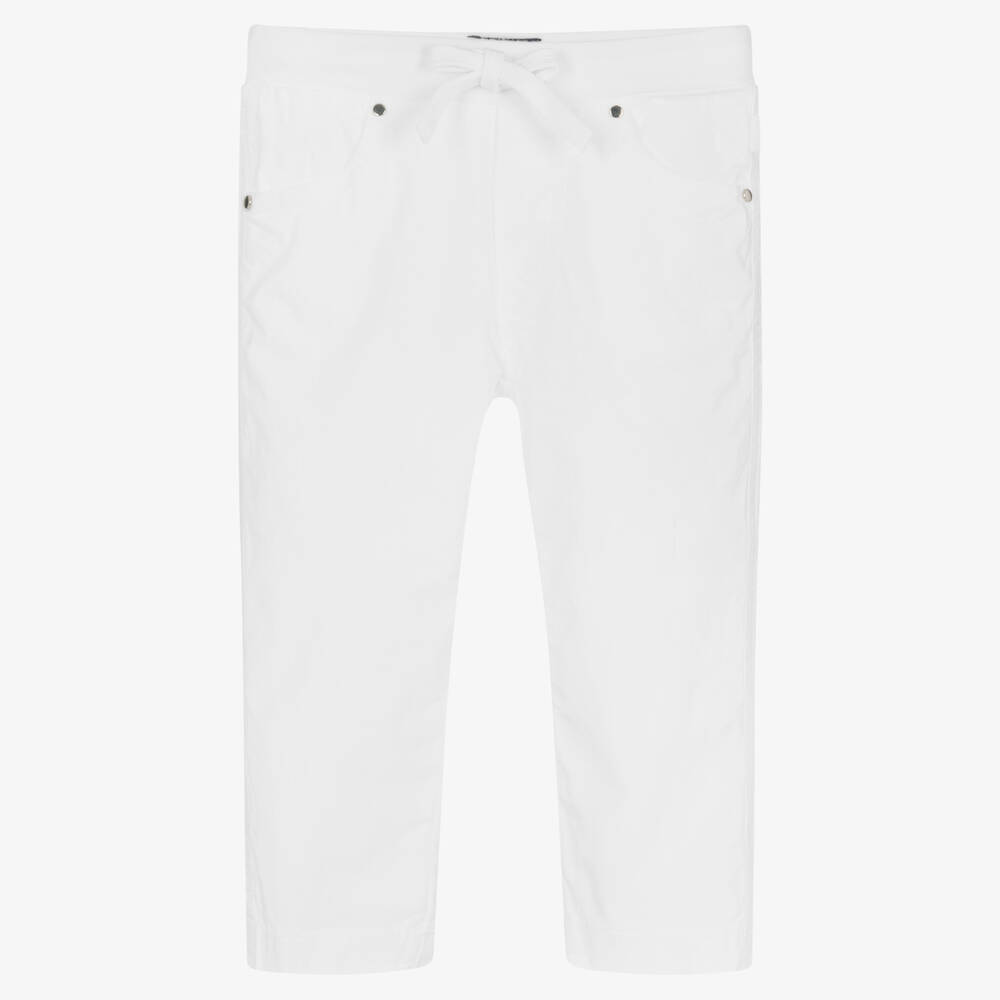 Il Gufo - Boys White Cotton Drawstring Trousers | Childrensalon