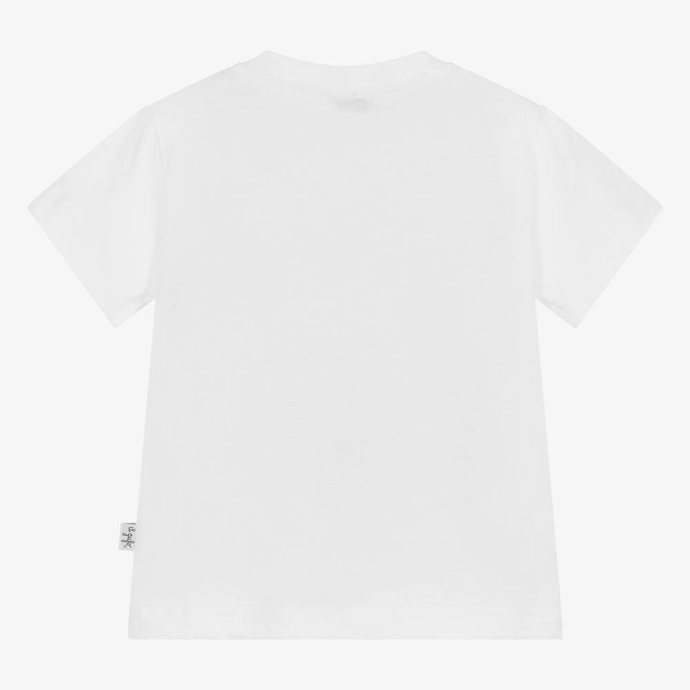 Il Gufo-Boys White Cotton Giraffe T-Shirt | Childrensalon Outlet