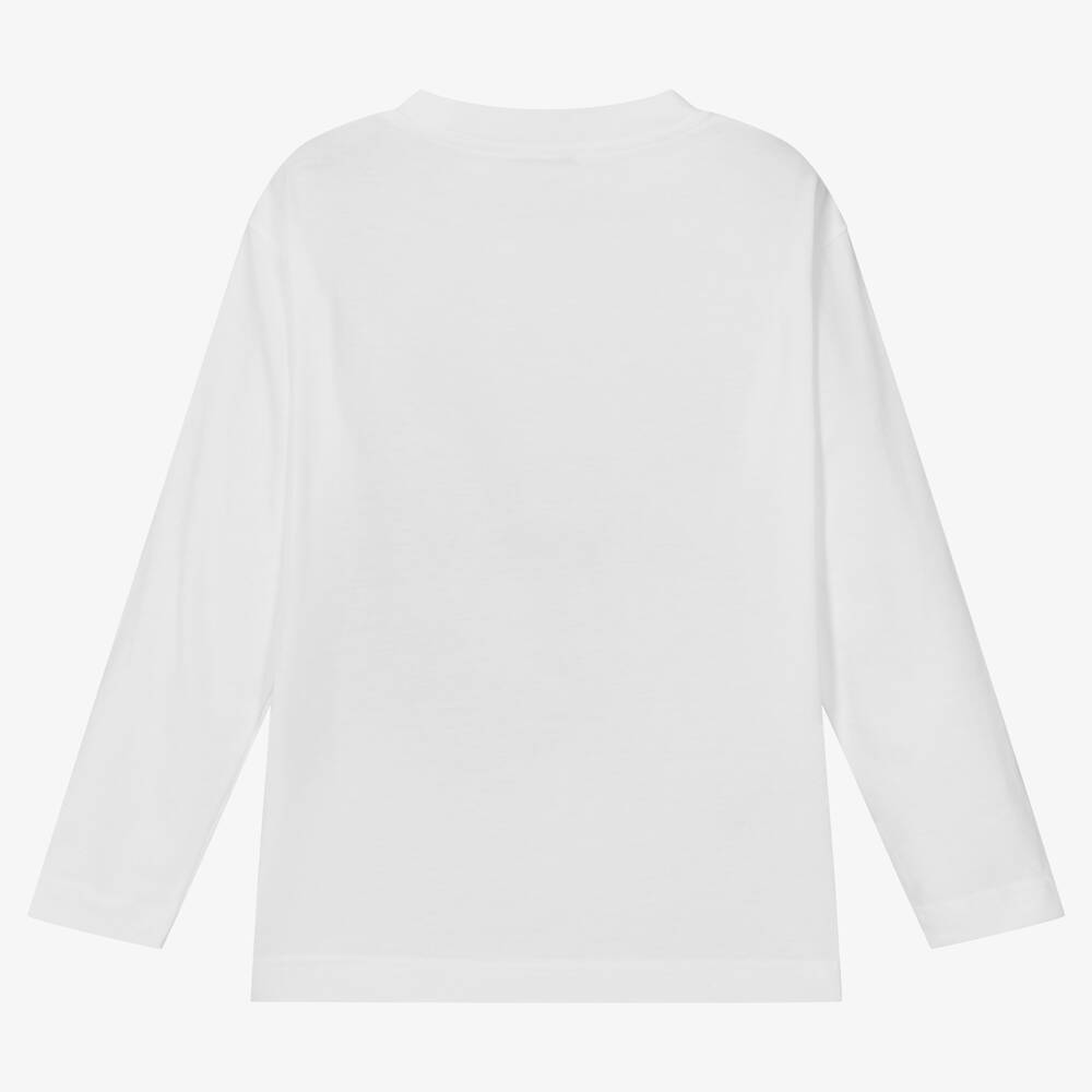 Il Gufo-Белый хлопковый топ с мотоциклом | Childrensalon Outlet