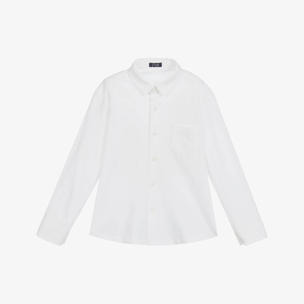 Il Gufo-Boys White Cotton Piqué Shirt | Childrensalon Outlet