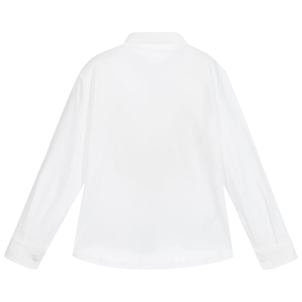 Il Gufo-Boys White Cotton Piqué Shirt | Childrensalon Outlet