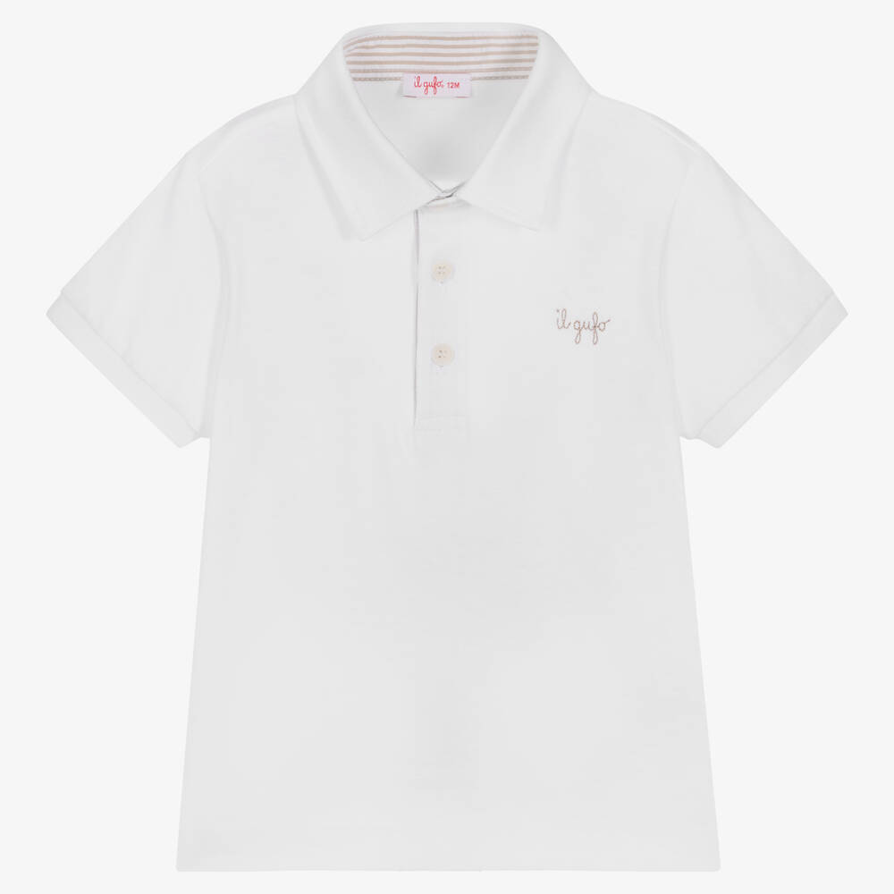 Il Gufo - Boys White Cotton Polo Shirt | Childrensalon