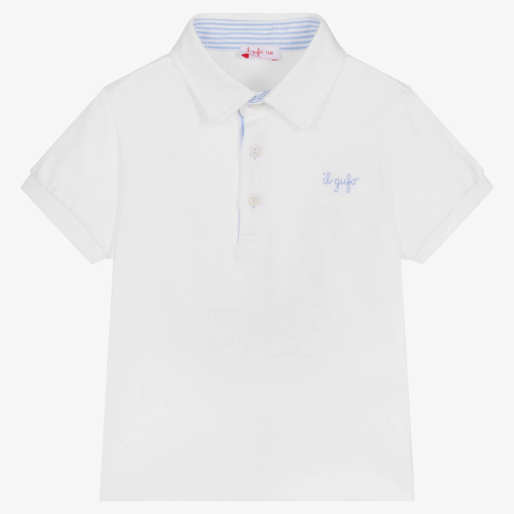 Il Gufo-Boys White Cotton Polo Shirt | Childrensalon Outlet