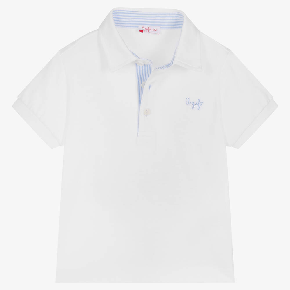 Il Gufo-توب بولو أطفال ولادي قطن لون أبيض | Childrensalon Outlet