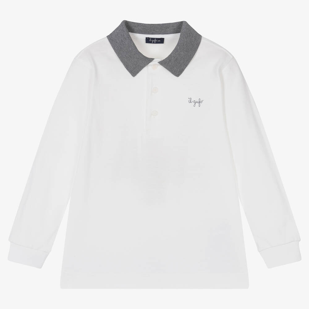 Il Gufo - Boys White Cotton Polo Shirt | Childrensalon