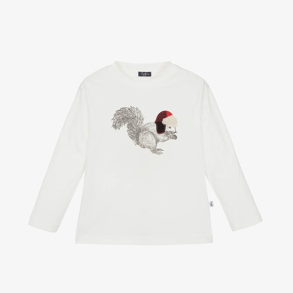 Il Gufo - T-shirt blanc en coton écureuil | Childrensalon