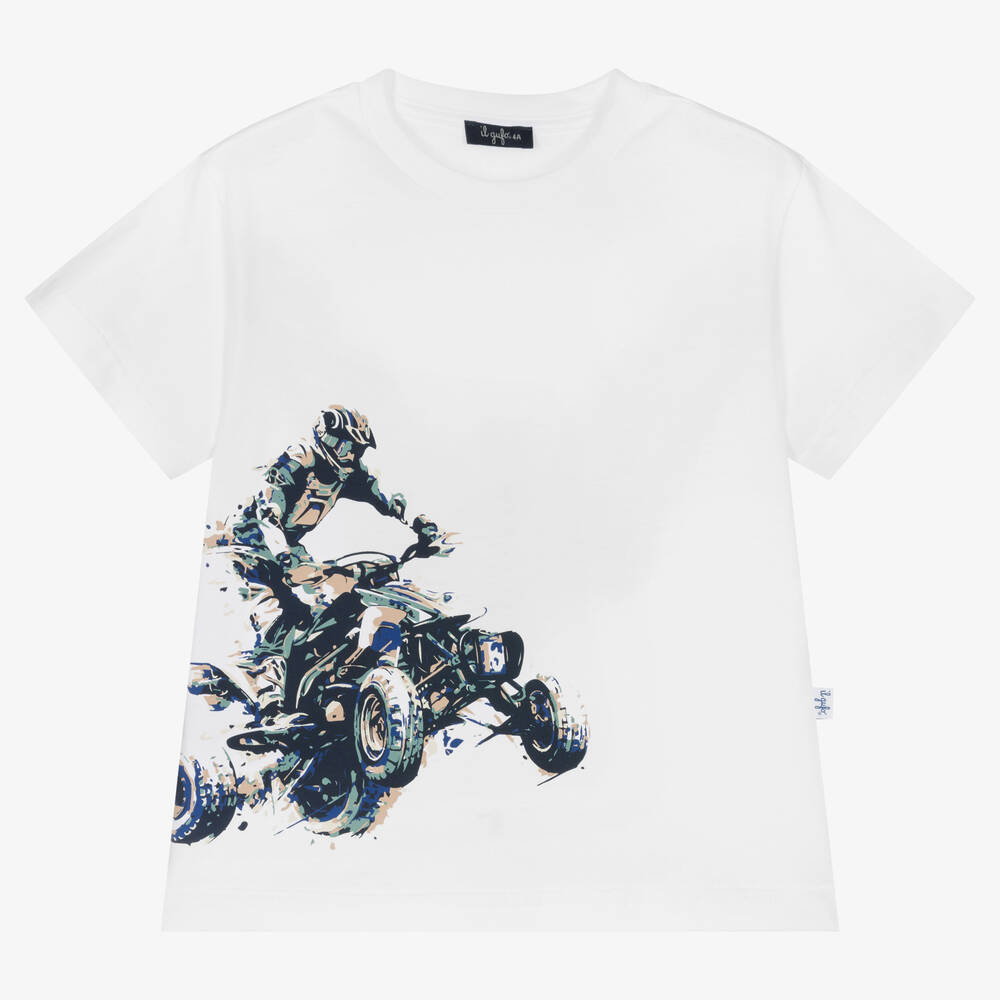 Il Gufo - Boys White Cotton T-Shirt | Childrensalon