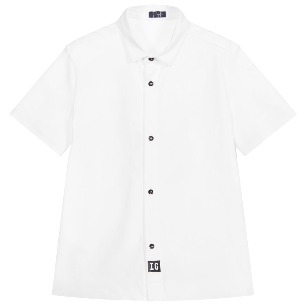 Il Gufo - Boys White Stretch Lycra Shirt | Childrensalon