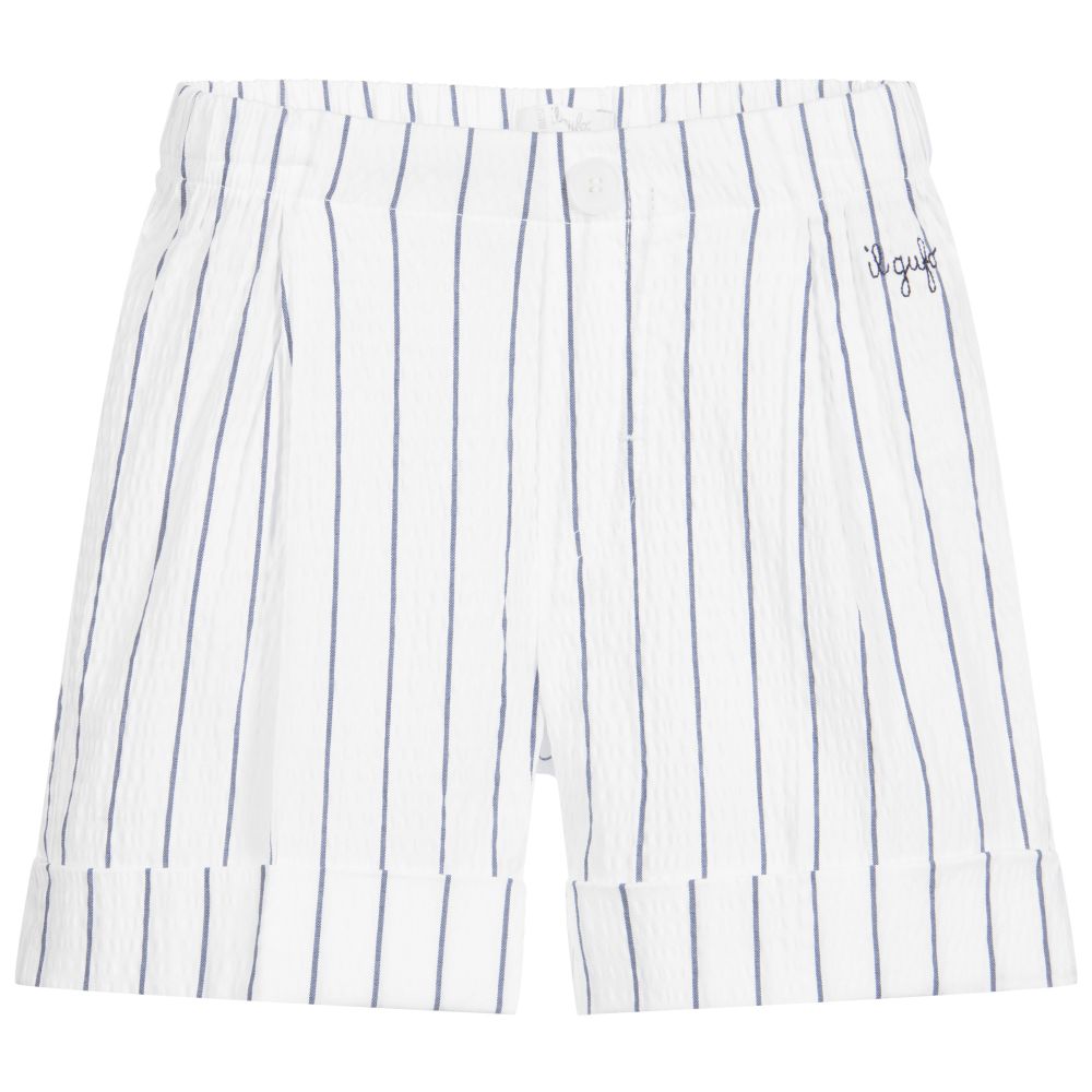 Il Gufo - Boys White Striped Shorts | Childrensalon
