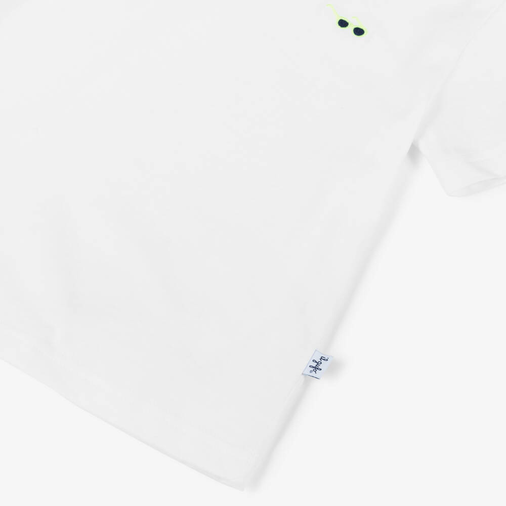 Il Gufo-Boys White Tee with Sunglasses Motif | Childrensalon Outlet