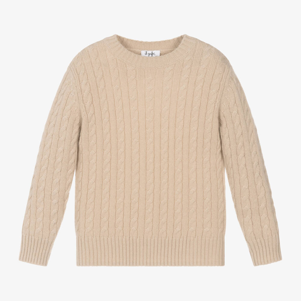 Il Gufo-Boys Wool Knit Beige Jumper | Childrensalon Outlet