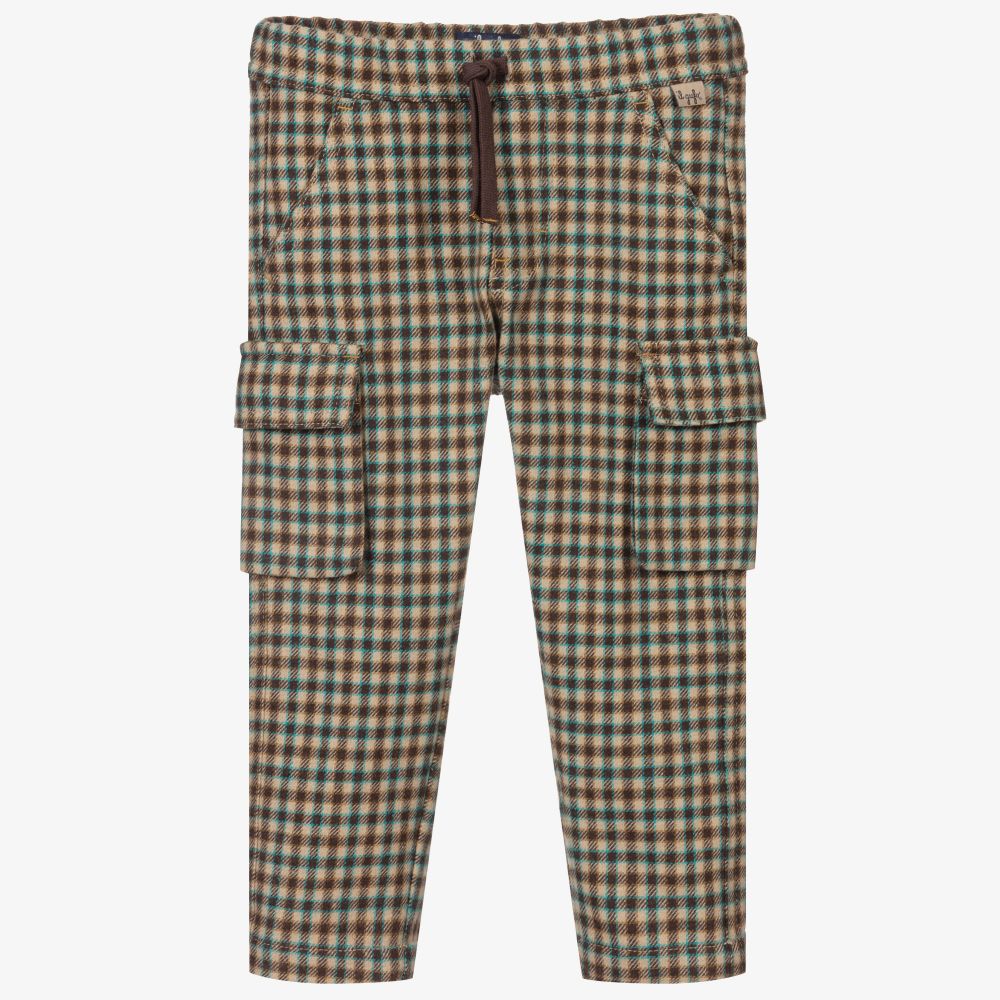 Il Gufo - Pantalon cargo à carreaux marron | Childrensalon