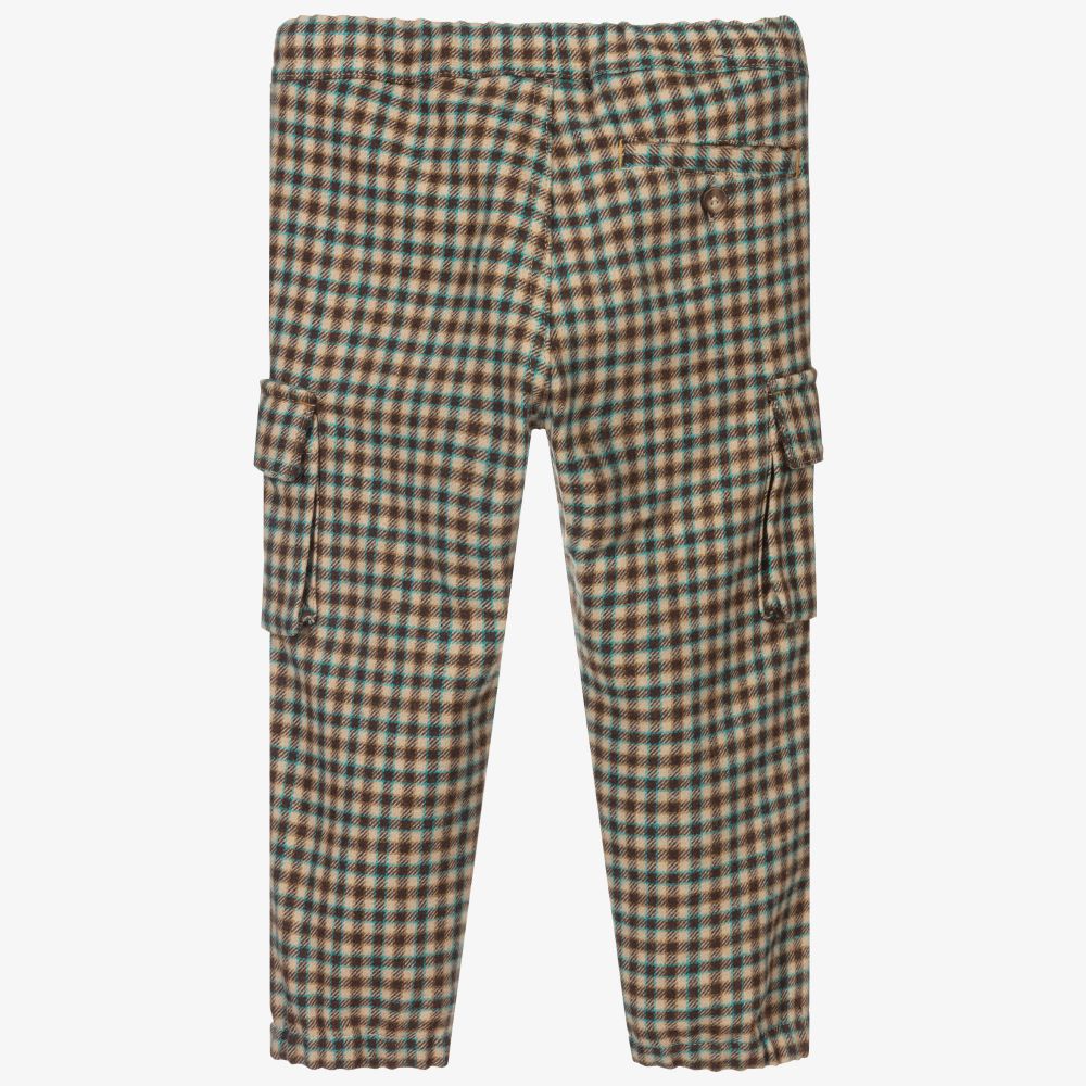 Il Gufo-Brown Check Cargo Trousers | Childrensalon Outlet