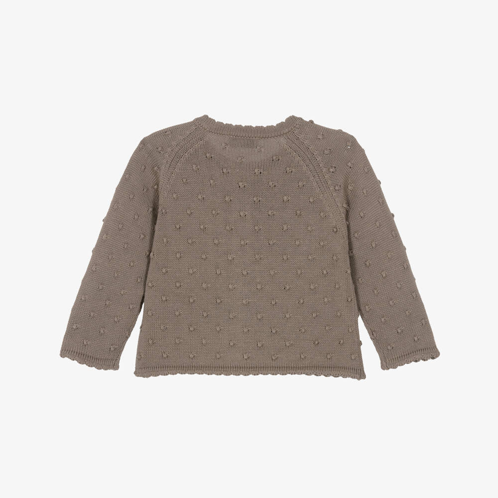 Il Gufo-Brown Knitted Ball Cardigan | Childrensalon Outlet