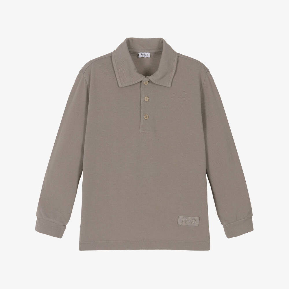 Il Gufo-Brown Ls Polo Shirt | Childrensalon Outlet