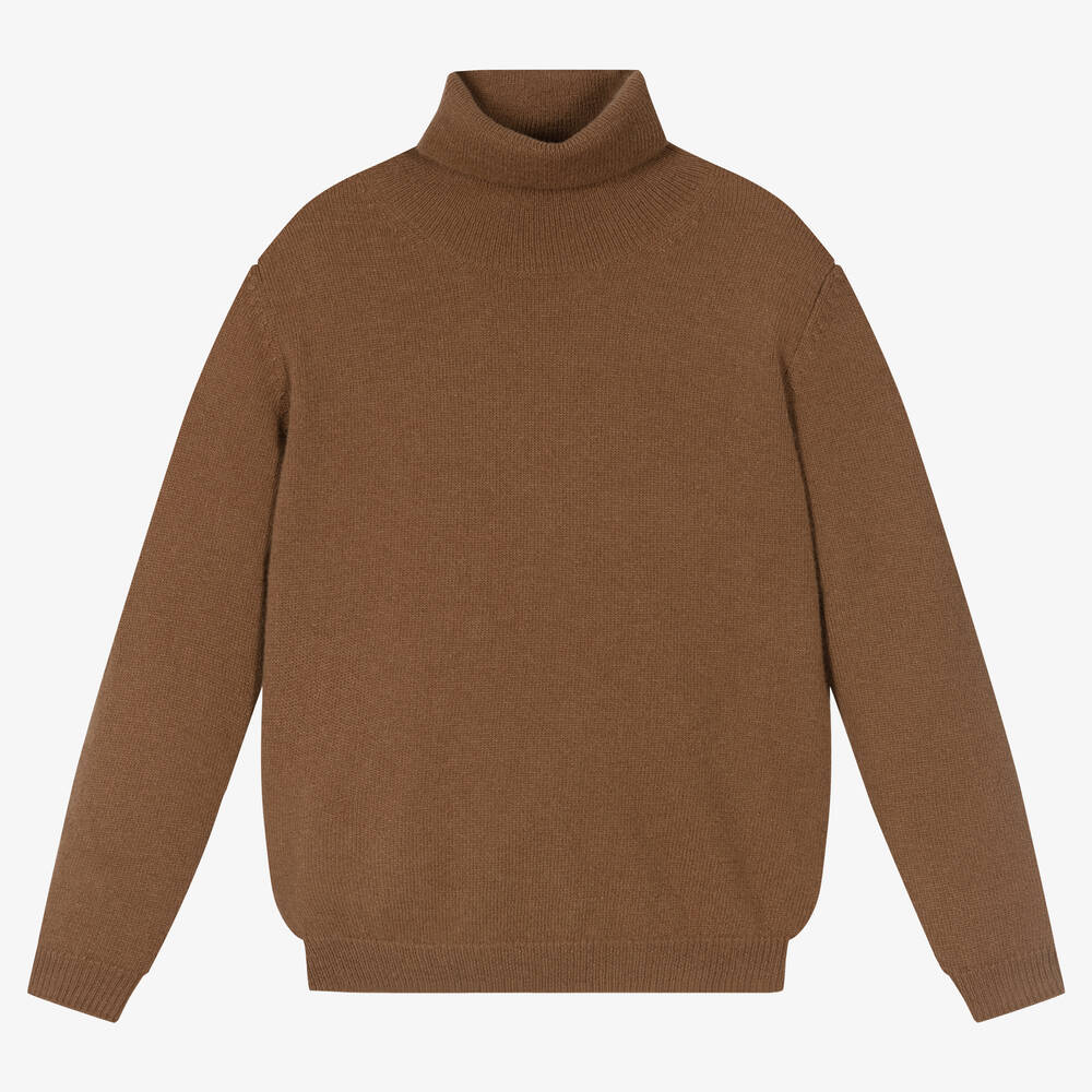 Il Gufo - Brown Wool Roll Neck Sweater | Childrensalon