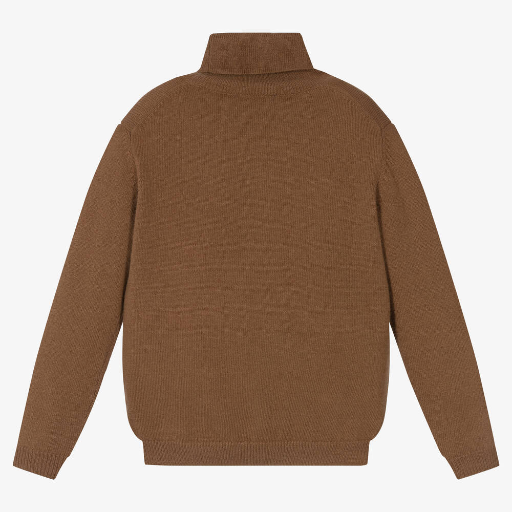 Il Gufo-Brown Wool Roll Neck Sweater | Childrensalon Outlet