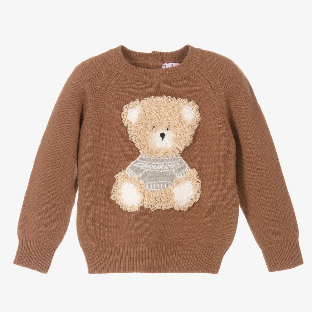 Il Gufo - Brown Wool Teddy Sweater | Childrensalon