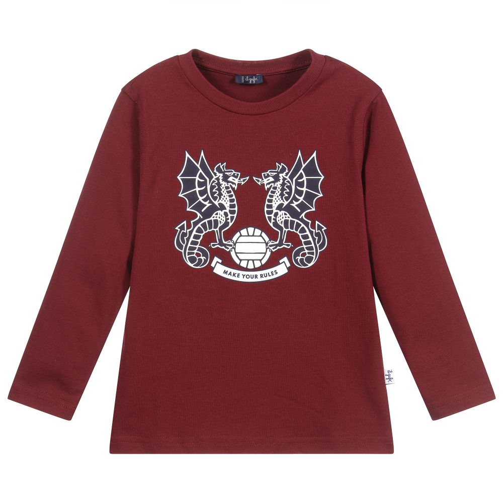 Il Gufo - Burgundy Red Cotton Jersey Top | Childrensalon