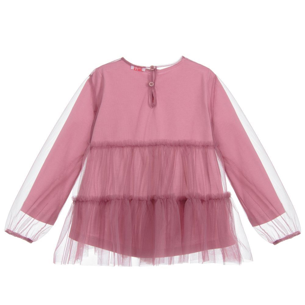 Il Gufo-بلوز تول وتوب قطن لون بنفسجي - قطعتين | Childrensalon Outlet