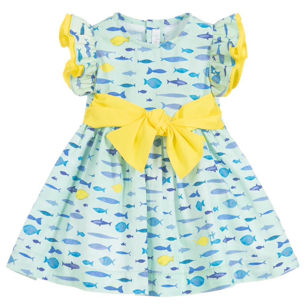 Il Gufo - Girls Aqua Cotton Dress | Childrensalon