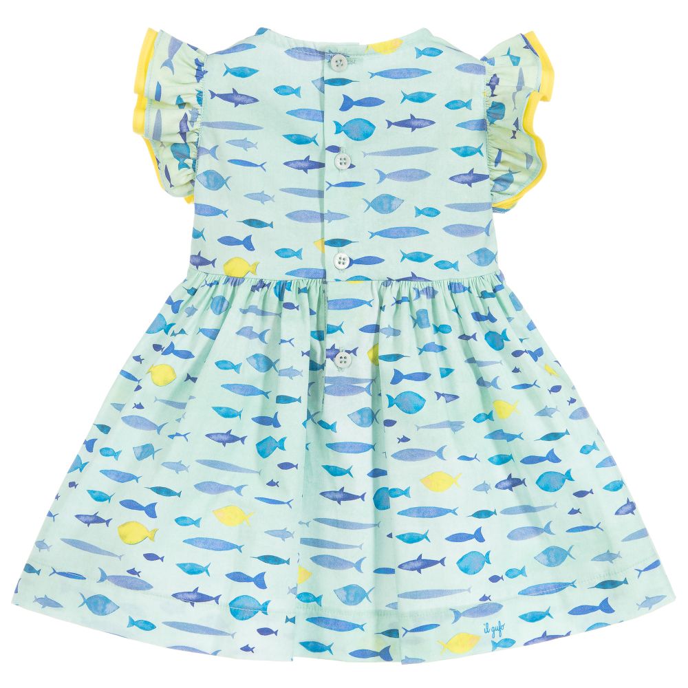 Il Gufo-Girls Aqua Cotton Dress | Childrensalon Outlet