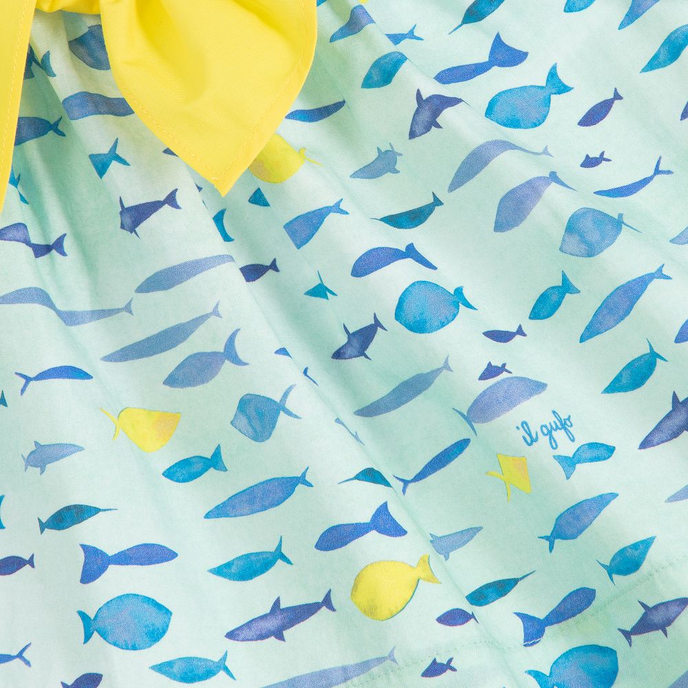 Il Gufo-Girls Aqua Cotton Dress | Childrensalon Outlet