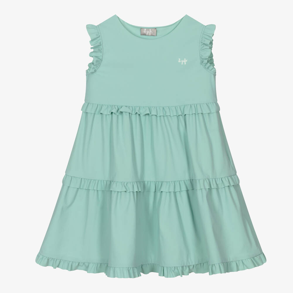 Il Gufo - Robe vert d'eau à volants fille | Childrensalon