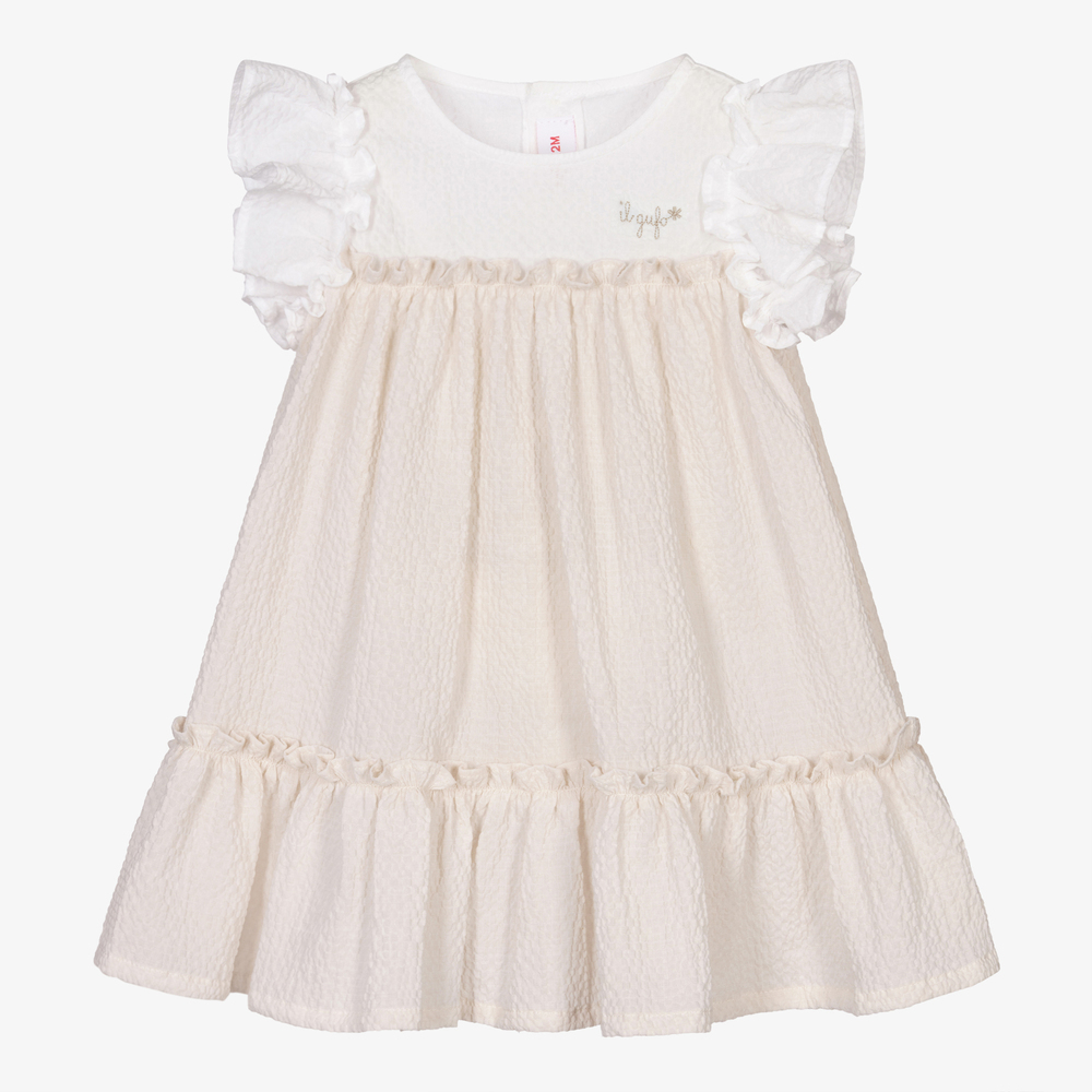Il Gufo - Girls Beige Cotton Dress | Childrensalon