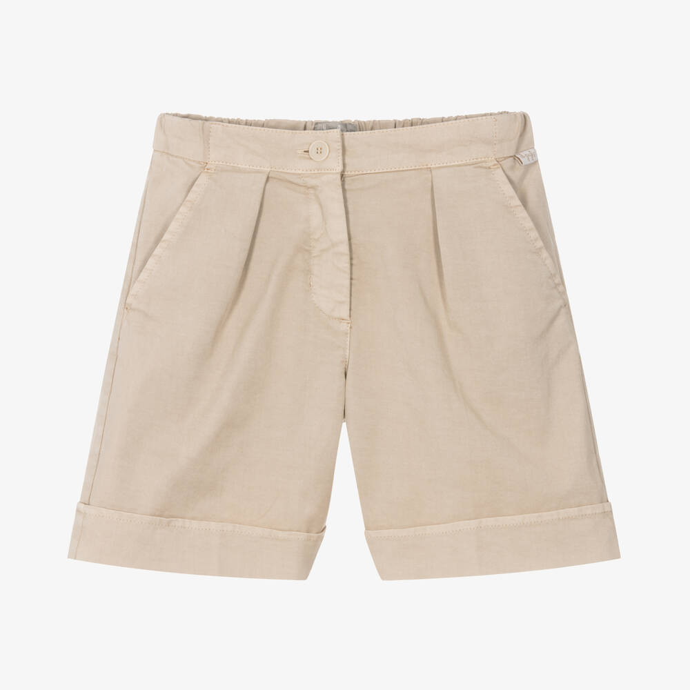 Il Gufo-Girls Beige Cotton Shorts | Childrensalon Outlet