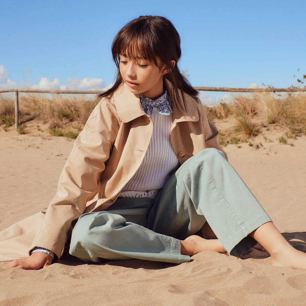 Il Gufo-Girls Beige Cotton Trench Coat | Childrensalon Outlet