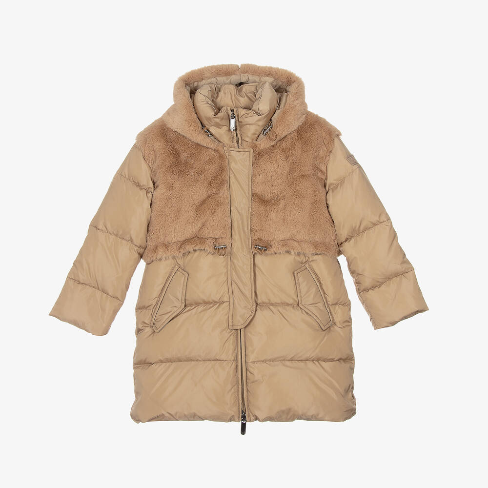 Il Gufo - Girls Beige Down Padded Puffer Coat | Childrensalon