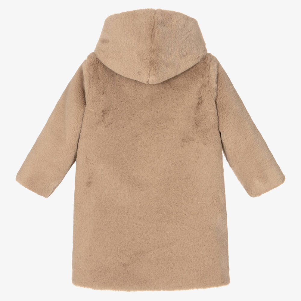Il Gufo-Girls Beige Faux Fur Coat | Childrensalon Outlet